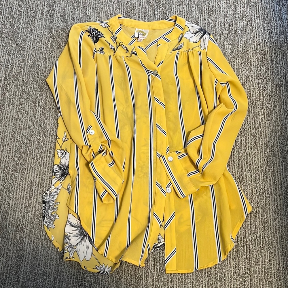 Fig and Flower | Floral & Striped Button Up